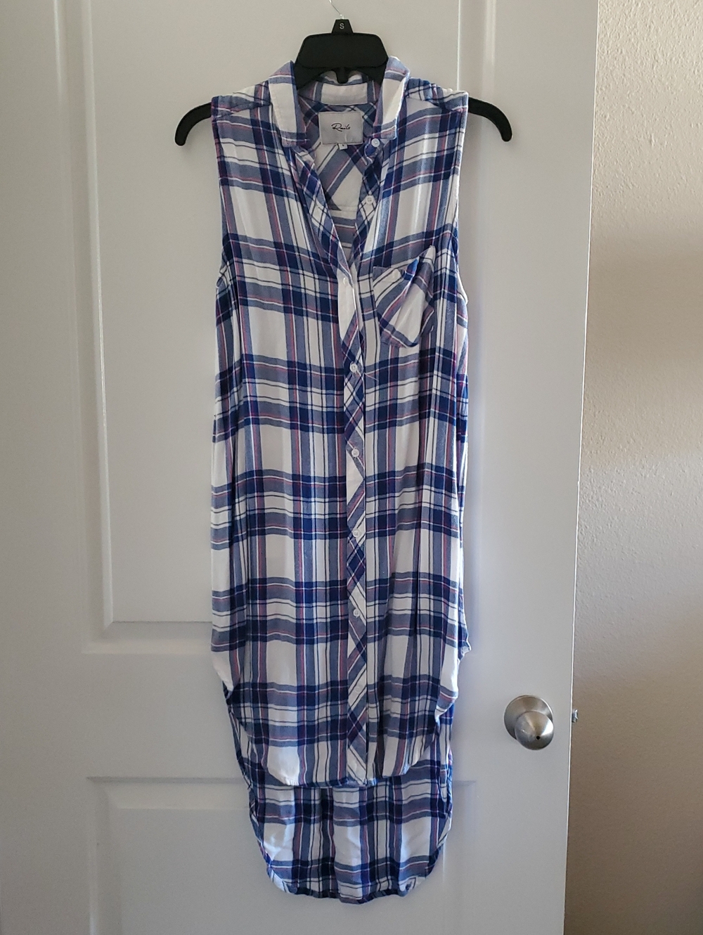 Rails Blue, White & Pink Plaid Sleeveless Button-Up Jordyn Tunic Sz Sm - Picture 5 of 6